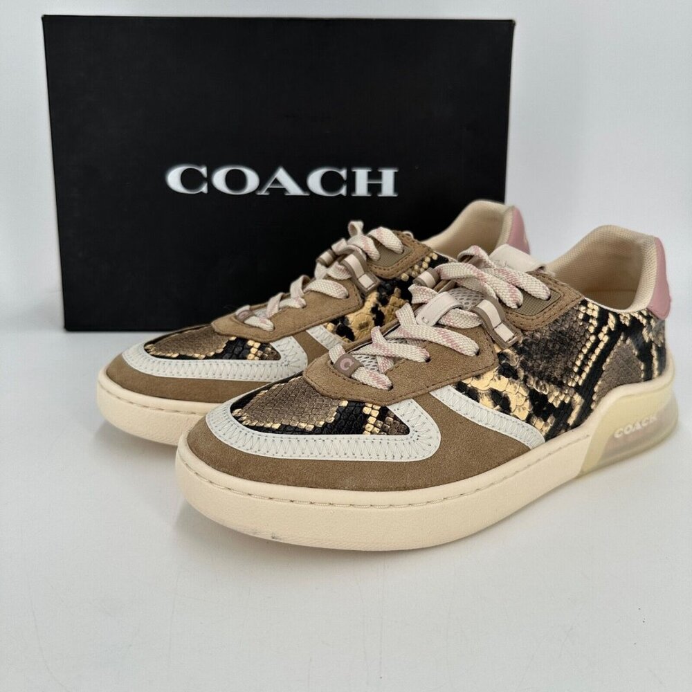 Coach Women's Citysole Court Sneakers in Snakeskin/Pink Suede - Size 7 B Lace-up - Picture 2 of 7